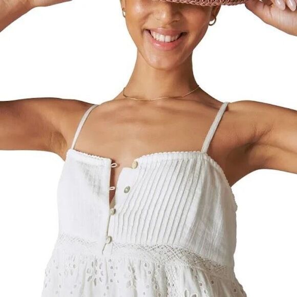 LUCKY BRAND NWT Cutwork Paneled Maxi Dress boho gypsy cutout floral XS - Picture 4 of 7